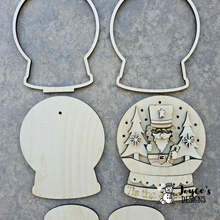 Load image into Gallery viewer, Tis the Season Nutcracker Snowglobe Shelf Sitter | 6.5" x 8" Wood Blank with 10 Holes for Fairy Lights | DIY Christmas Decor
