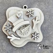 Load image into Gallery viewer, Melting Snowman Ornament Wood Blank – 4.25″ Winter Shelf Sitter DIY Craft Sign
