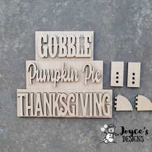 Load image into Gallery viewer, Gobble, Pumpkin Pie ThanksgivingShelf Sitter
