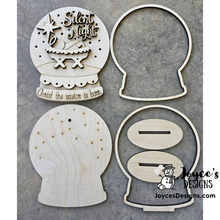 Load image into Gallery viewer, Silent Night Nativity Snowglobe Wood Blank – With or Without Fairy Light Holes
