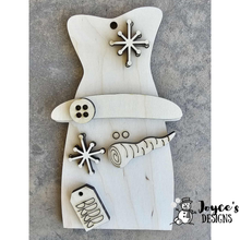 Load image into Gallery viewer, Primitive Snowman Ornament Blank – 3.25x6 DIY Rustic Wood Christmas Craft

