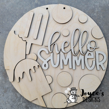 Load image into Gallery viewer, Hello Summer Popsicle, Summer, Porch Sitter, All Season, Front Porch, Farm House, Rustic, DIY Sign
