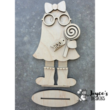 Load image into Gallery viewer, Ghost with Glasses Shelf Sitter Wood Blank | Unfinished DIY Halloween Craft | 6" x 11"
