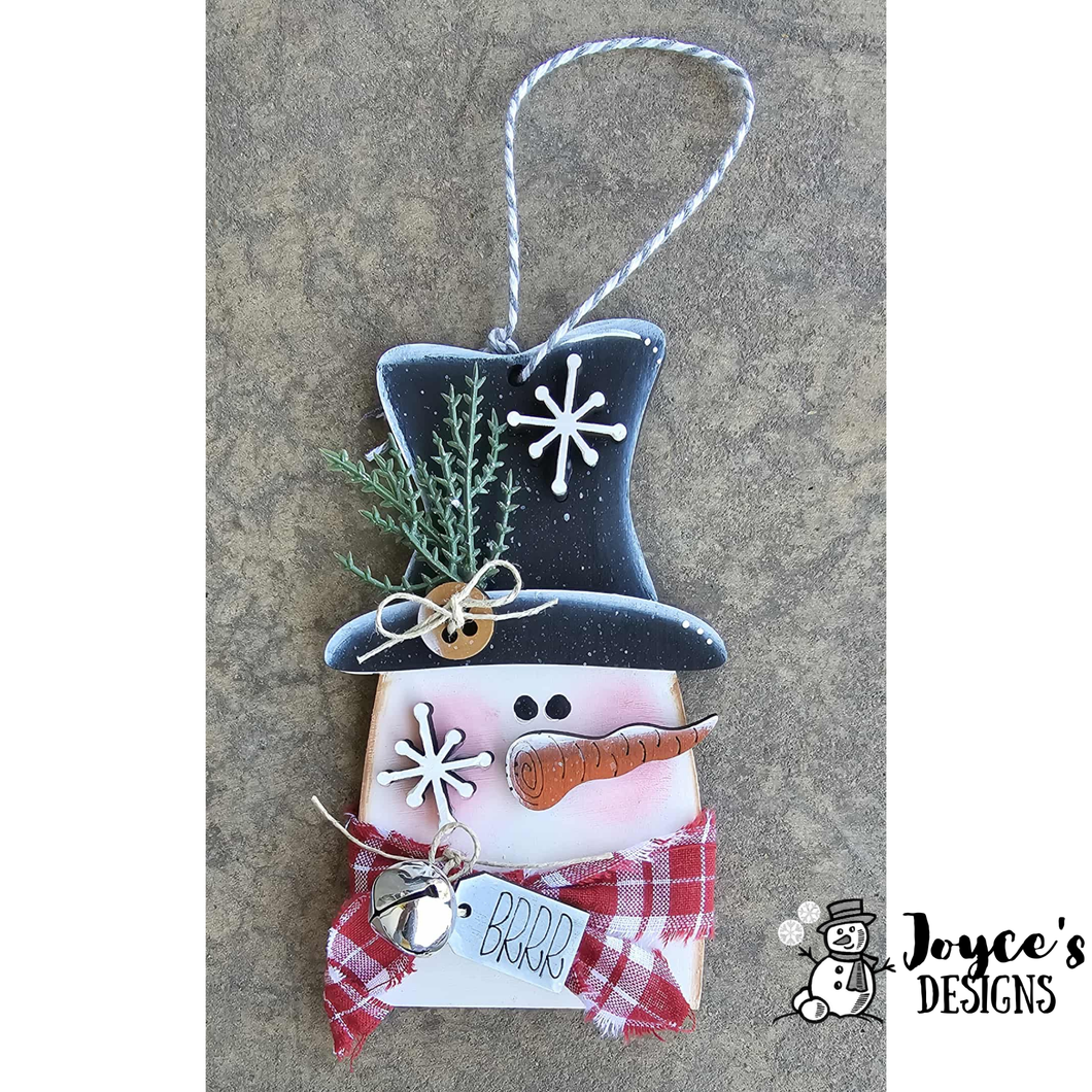 Primitive Snowman Ornament Blank – 3.25x6 DIY Rustic Wood Christmas Craft