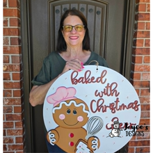 Load image into Gallery viewer, Gingerbread “Baked with Christmas Cheer” Door Hanger Wood Blank
