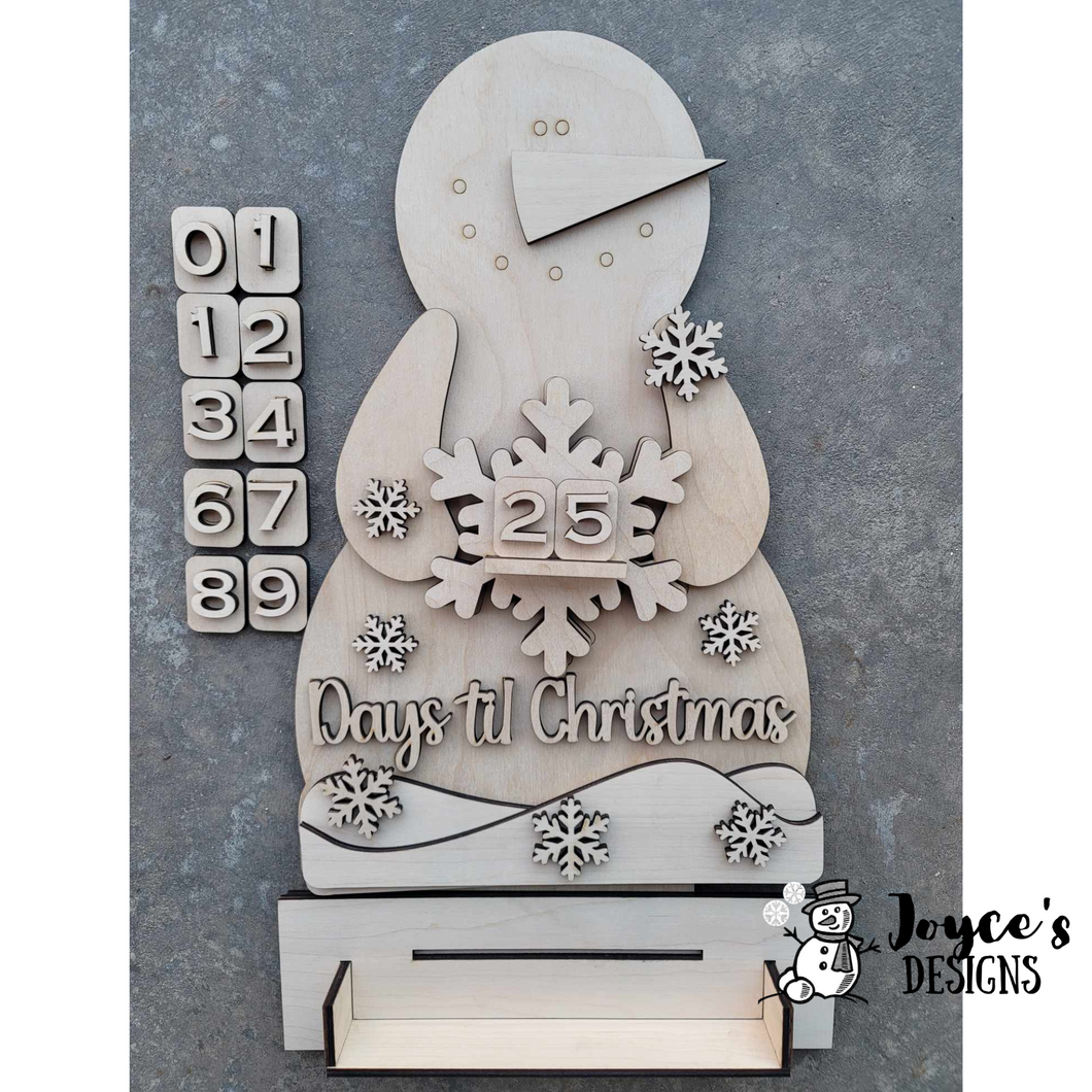 Snowman Christmas Countdown Shelf Sitter