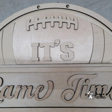 Load image into Gallery viewer, Football Game Time Door Hanger – Unpainted Wood Blank

