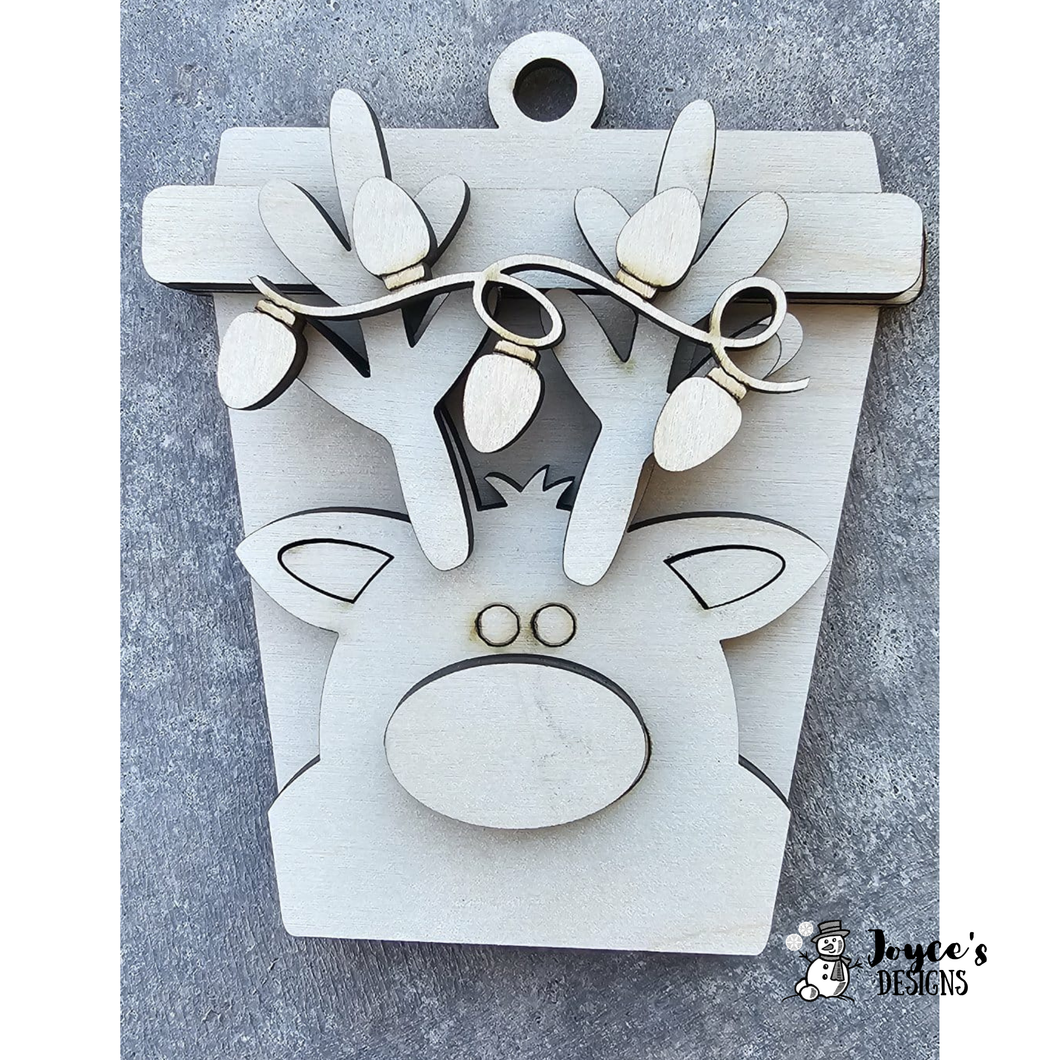 Reindeer Latte Gift Card Holder & Ornament – DIY Christmas Wood Blank