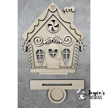 Load image into Gallery viewer, Gingerbread Votive Holder Shelf Sitter Wood Blank – Ready to Paint
