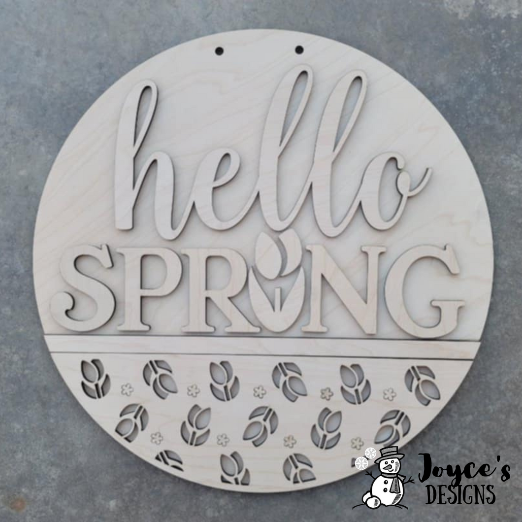 Hello Spring Tulip Cutout Doorhanger