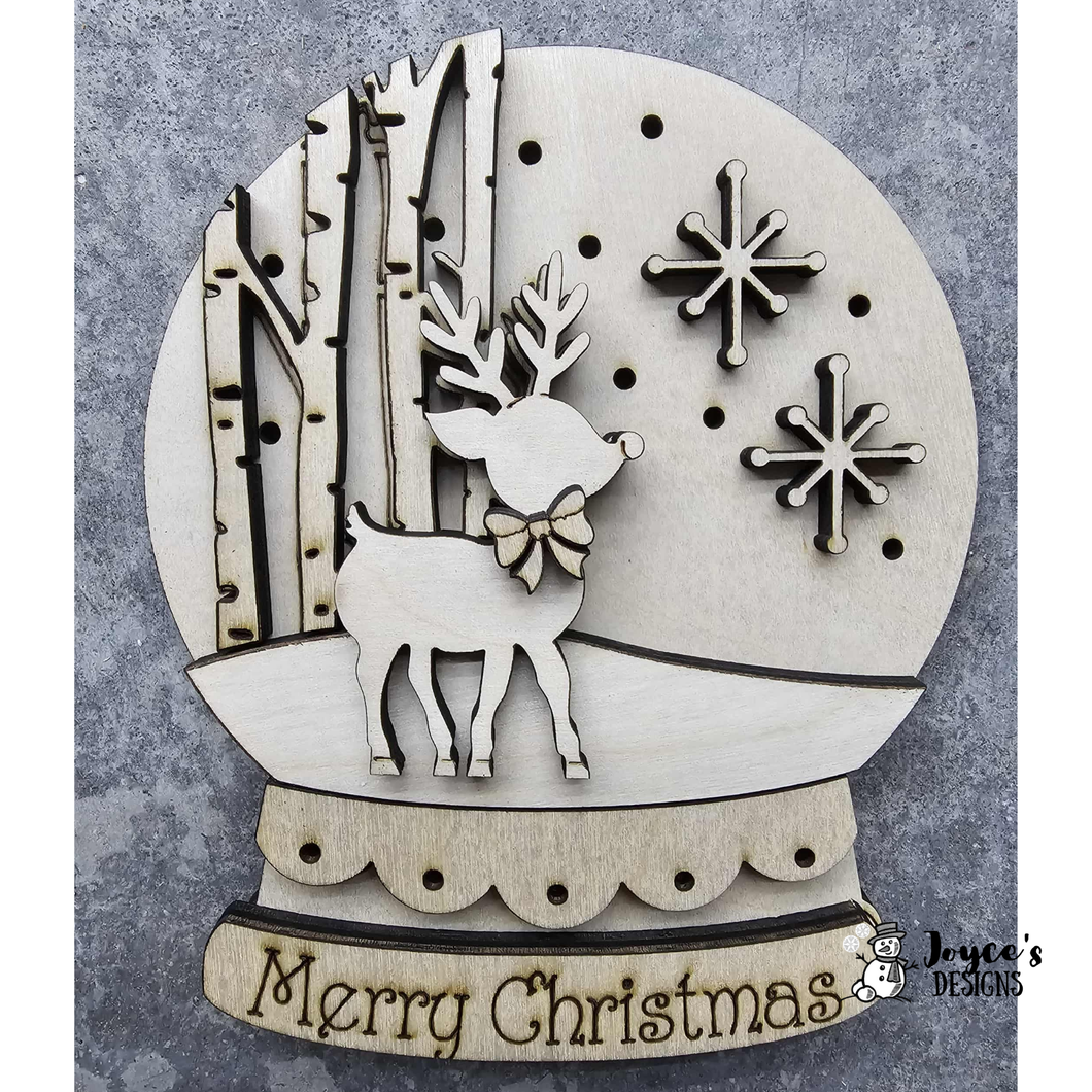 Merry Christmas Deer light up Snow Globe