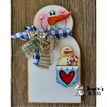 Load image into Gallery viewer, Snowman Pocket Shelf Sitter | 5.5x10.25 Unfinished Wooden Winter Decor | DIY Paint Kit
