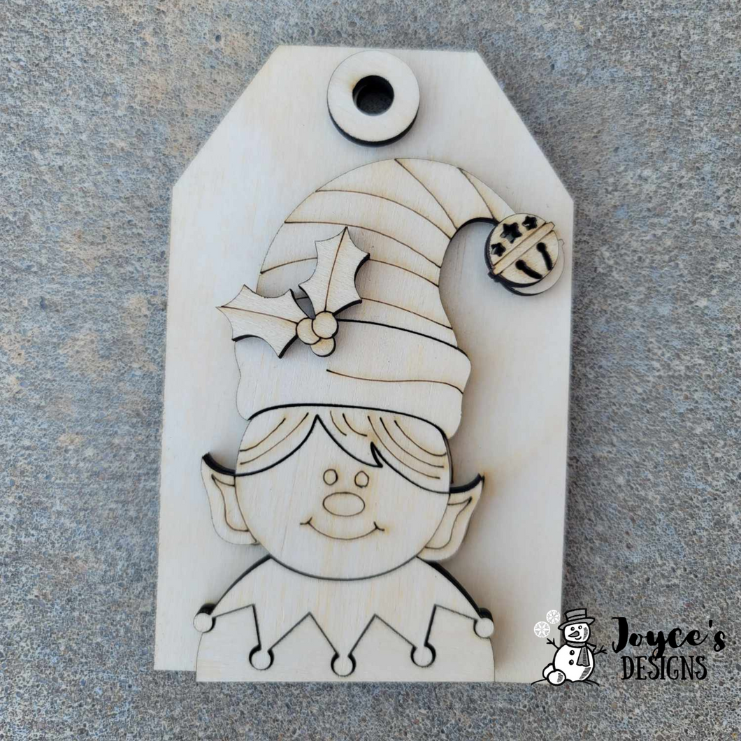 Elf Boy tag ornament