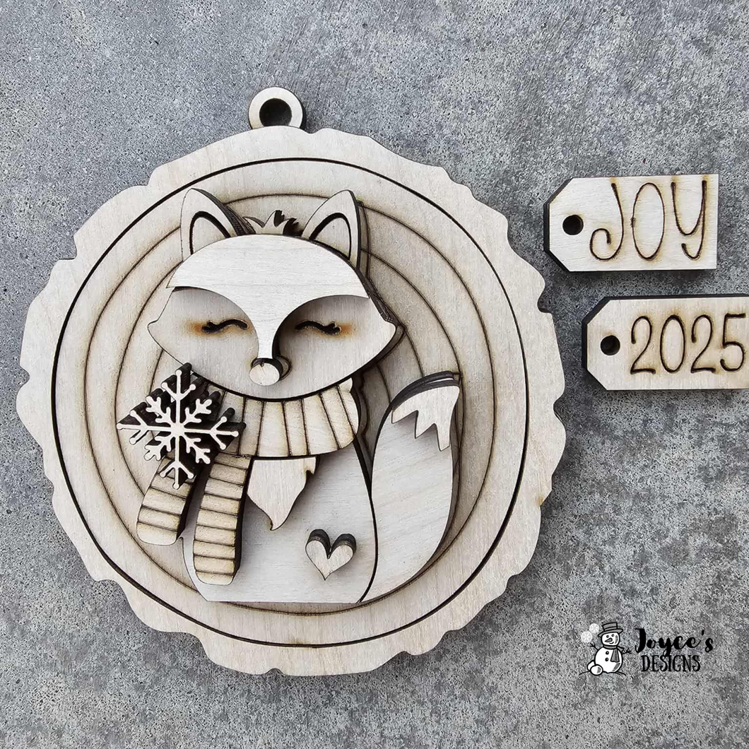 Christmas Fox Ornament Customizable Tags