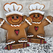 Load image into Gallery viewer, Gingerbread Shelf Sitter Wood Blank – DIY Recipe Card Holder – Cute Kitchen Décor Gift
