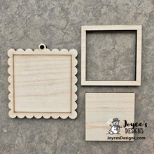 Load image into Gallery viewer, Scallop Square Mini Ornament Frame – DIY Christmas Wood Blank
