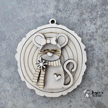 Load image into Gallery viewer, Christmas Mouse Ornament – Girl | Wood Blank
