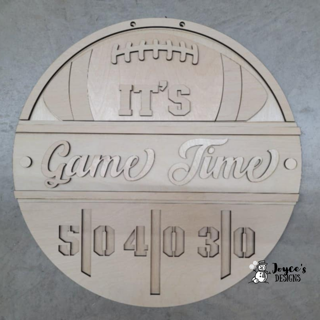 Football Game Time Door Hanger – Unpainted Wood Blank