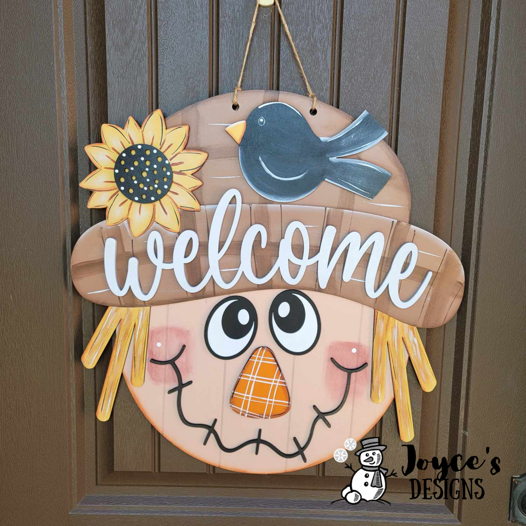 Fall Scarecrow and Bird Doorhanger