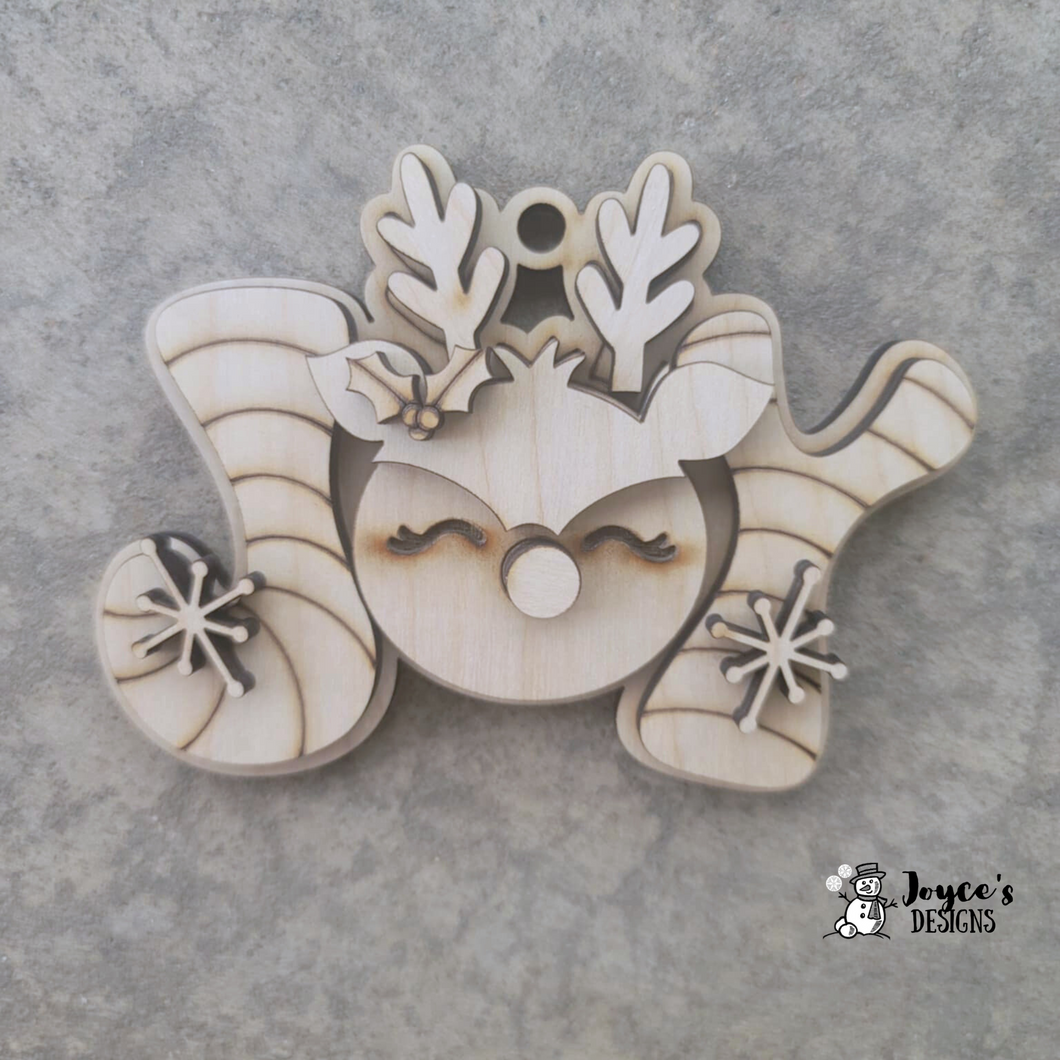 JOY Reindeer Ornament – Unpainted Wood Blank