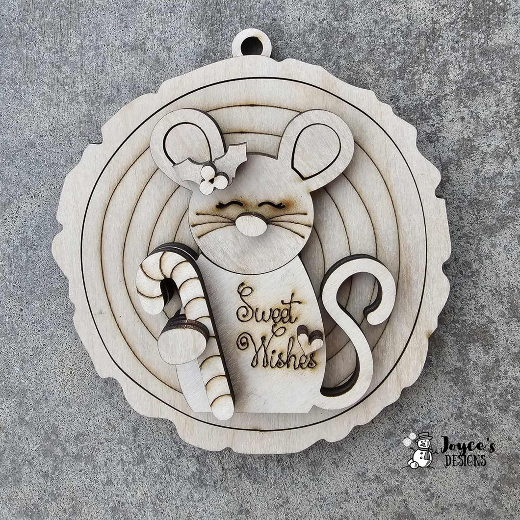 Christmas Mouse Ornament – Boy | Wood Blank