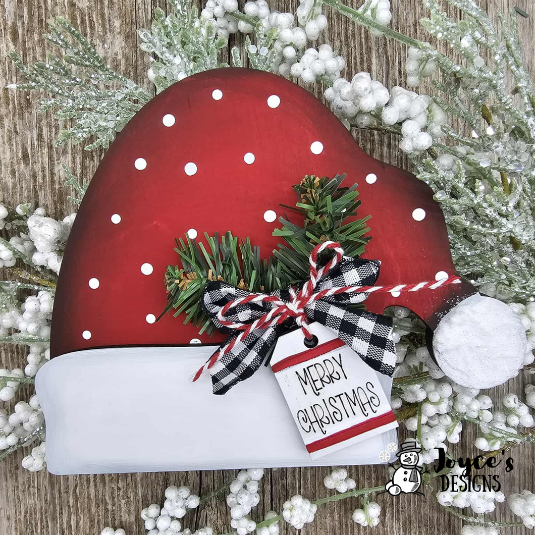 Santa Hat Shelf Sitter with Tag