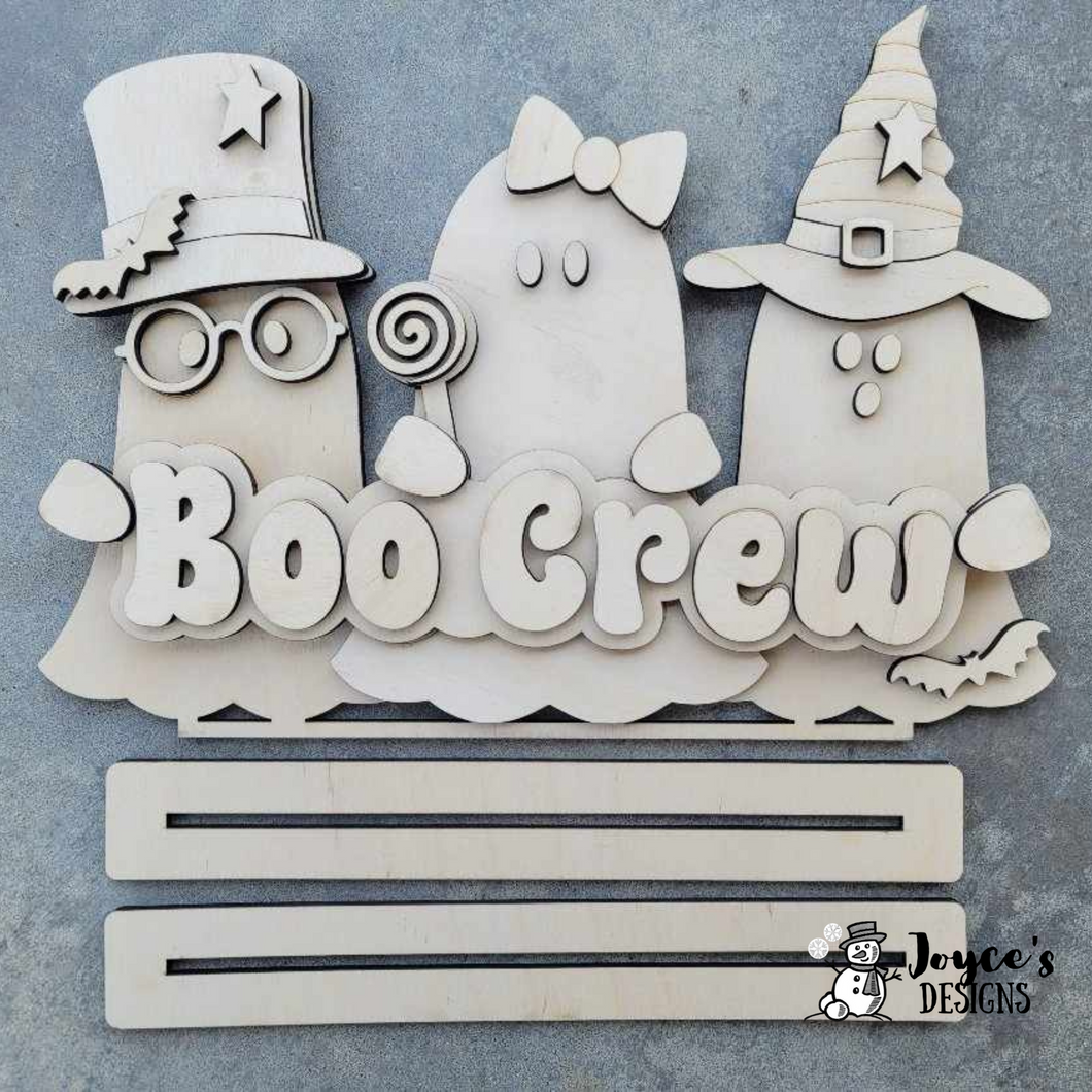 Halloween Boo Crew Shelf Sitter with Ghosts | DIY Wood Blank