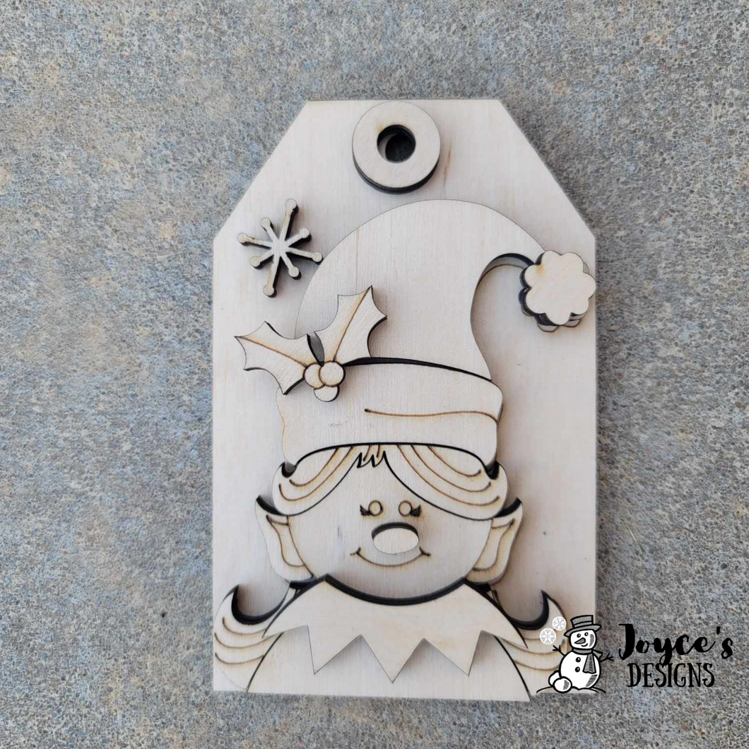 Elf Girl tag ornament
