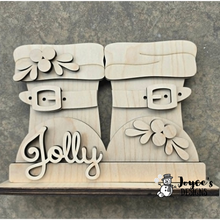 Load image into Gallery viewer, Blank Santa Boots Shelf Sitter Wood Cutout – 8" x 10.5"
