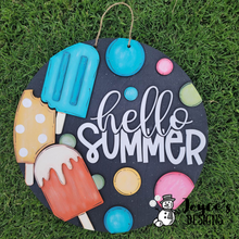 Load image into Gallery viewer, Hello Summer Popsicle, Summer, Porch Sitter, All Season, Front Porch, Farm House, Rustic, DIY Sign
