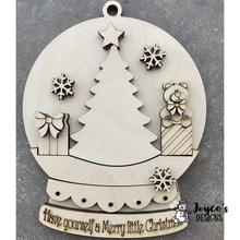 Load image into Gallery viewer, Christmas Tree Snowglobe Ornament – DIY Wood Blank with Optional Fairy Light Feature
