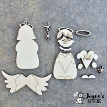Load image into Gallery viewer, Angel "Noel" Heart Ornament | 5x5.5" Wooden Christmas Keepsake
