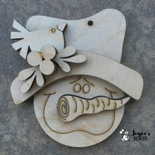 Load image into Gallery viewer, Snowman Face Ornament | Unfinished Wooden Christmas Ornament Blank | DIY Winter Paint Kit
