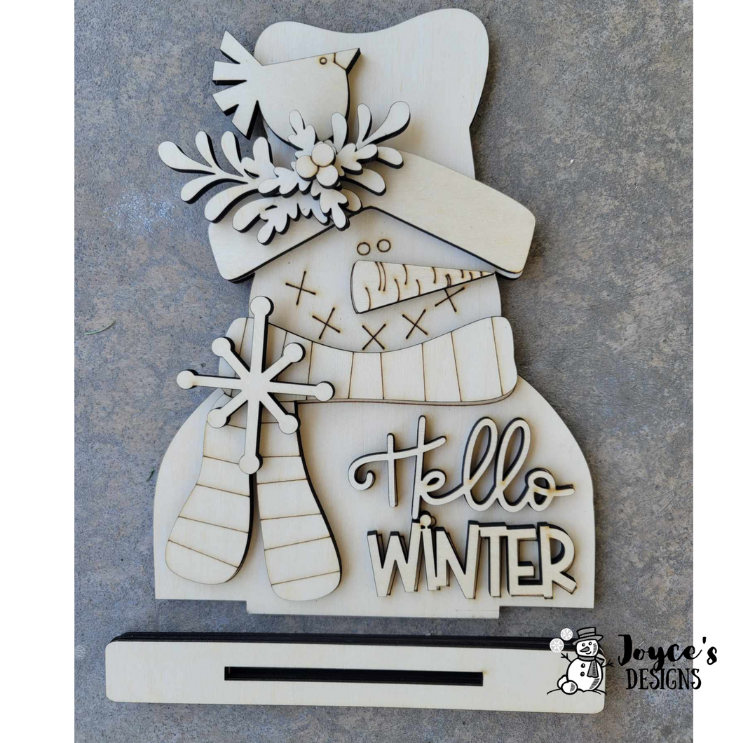 Snowman Hello Winter Shelf Sitter