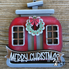 Load image into Gallery viewer, Merry Christmas Gondola Ornament Wood Blank – DIY Paintable Ski Lift Ornament with Gift Card Holder – Winter Craft Decor
