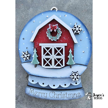 Load image into Gallery viewer, Farmhouse Barn Light-Up Snow Globe Ornament “Merry Christmas” — Fairy Light Compatible
