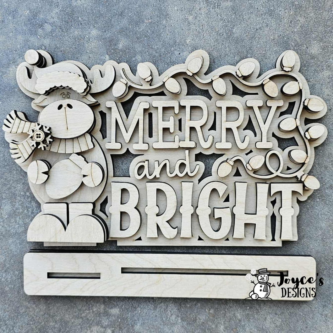 Merry and bright words shelf sitter