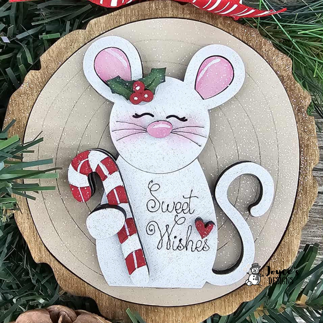 Christmas Mouse Ornament – Boy | Wood Blank