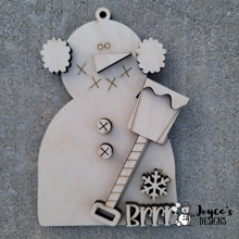 Load image into Gallery viewer, Snowman with shovel ornament

