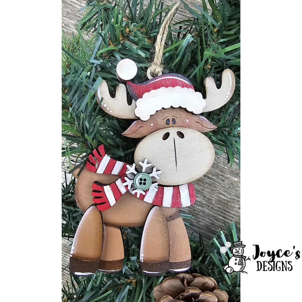 Santa hat moose ornament