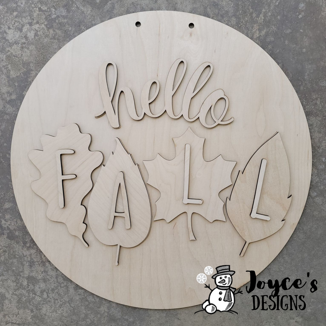 Fall Leaves, Hello Fall, Fall Welcome Sign- Door Hanger, Porch Sitter, Pumpkins, Fall Harvest, Autumn Decor, Rustic, DIY Sign