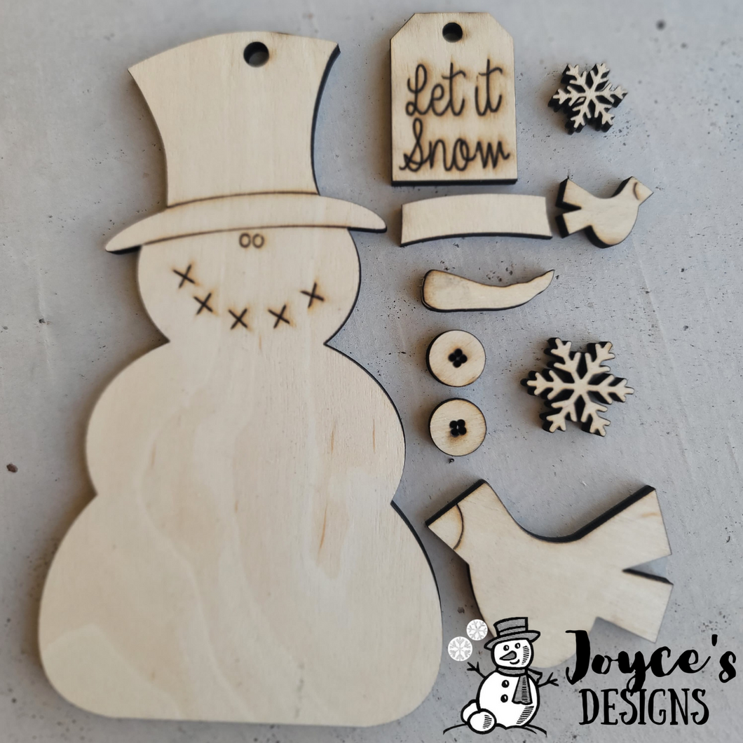 Let it snow Snowman Ornament, Wood Ornament Kit, DIY Ornament