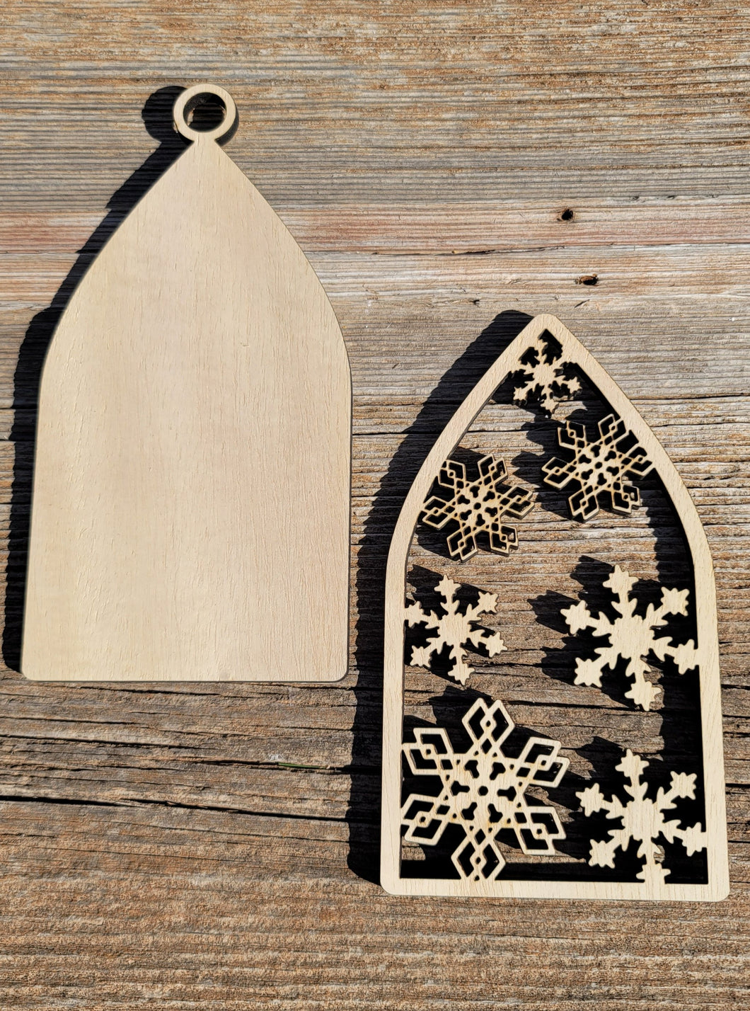 Farmhouse Christmas Ornament - Snowflakes two pieces