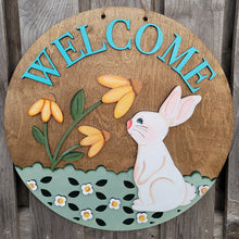 Load image into Gallery viewer, Bunny/Flower Welcome Sign
