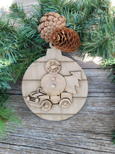 Load image into Gallery viewer, Snowmen, Snowman in Vintage Red Truck, Ornament Kit, DIY ornament
