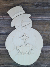 Load image into Gallery viewer, Snowman with Nativity, Nativity, Door Hanger, Porch Decor, Winter Porch Decor, Christian Decor, DIY Wood Blanks, Signs
