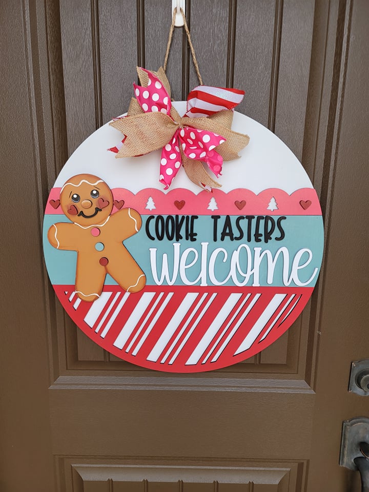 Gingerbread Door Hanger, Cookie Tasting, Cooking Door Hanger Christmas Wood Doorhanger Kit, DIY Door Decor, Front Porch Christmas Decor