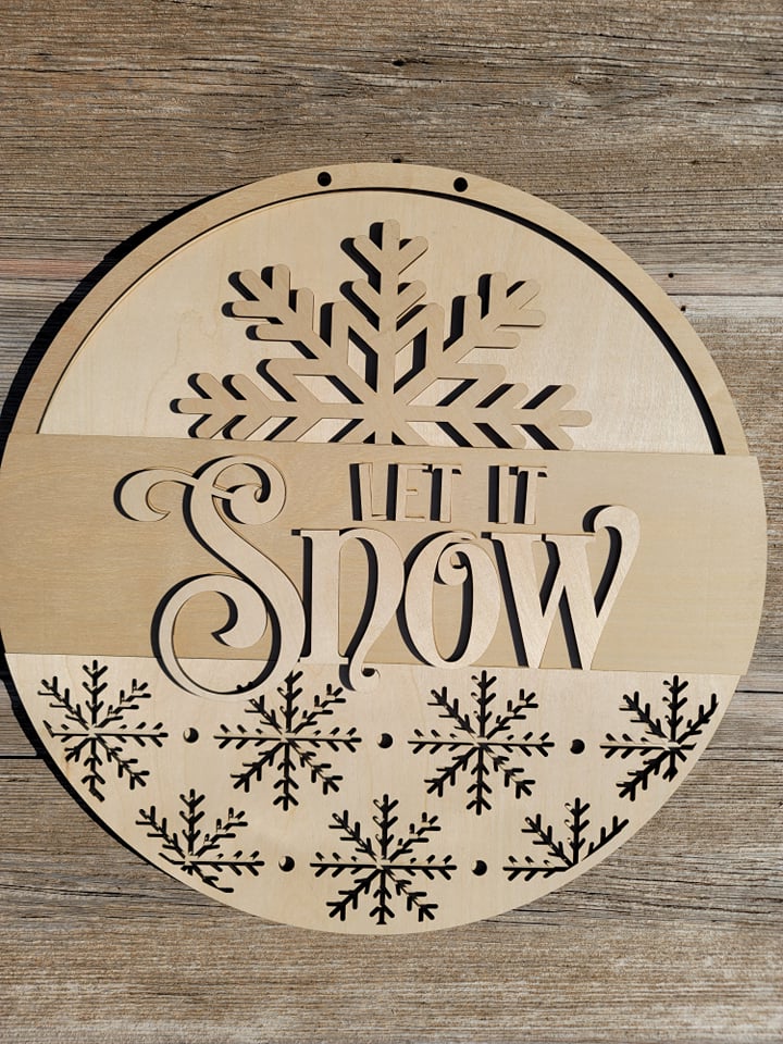 Let It Snow, Winter Doorhanger, Snow doorhanger, Wood Doorhanger Kit, DIY door hanger, Front Porch Winter Decor