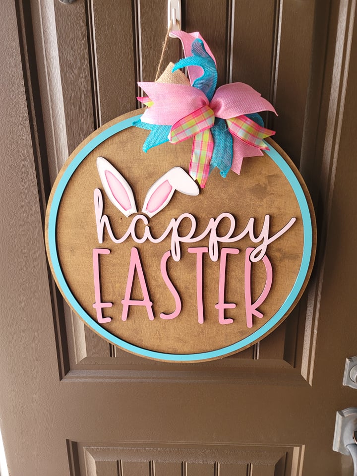 Happy Easter Bunny Doorhanger, Easter Door Hanger, DIY Easter, Bunny Easter, Easter Bunny, Hipity Hopity, Carrot, DIY painting kits, Kids Easter Crafts