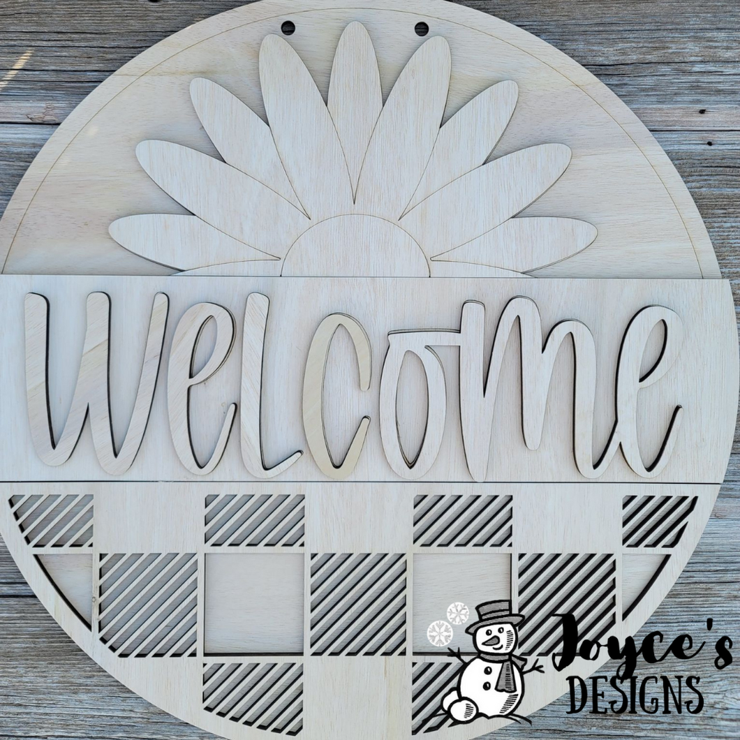 Welcome Daisy-Door Hanger, Porch Sitter, All Season, Front Porch, Farm House, Rustic, DIY Sign